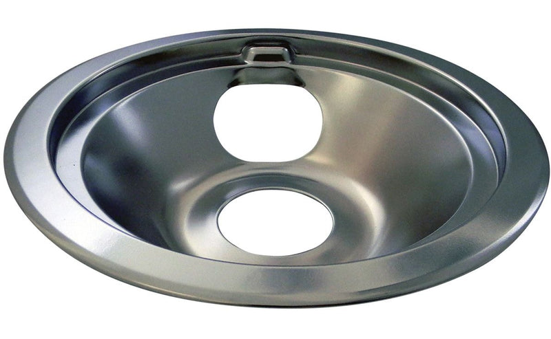 62241 GE Stove Shallow-Draw Drip Pan with Trim Ring, Dishwasher Safe, Bright Chrome, 6-in I3