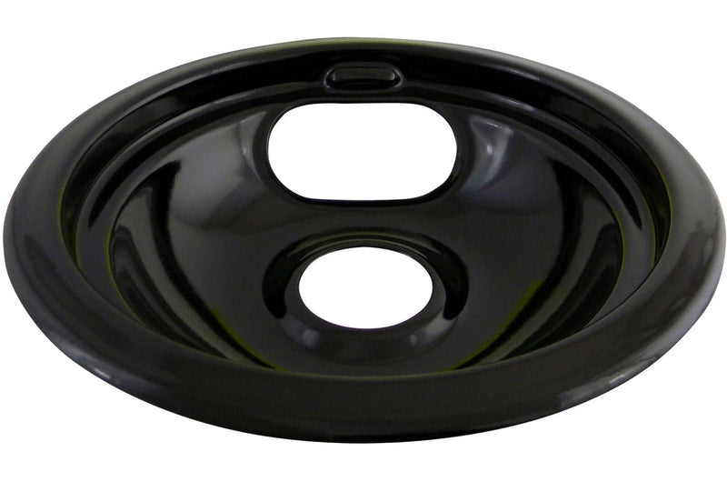 62243 Porcelain Stove Drip Pan with Trim Ring, Dishwasher Safe, Black, 6-in N6