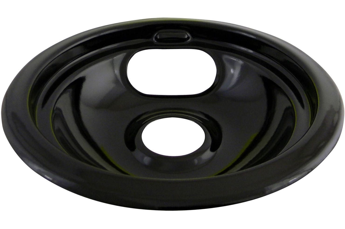 62244 Porcelain Stove Drip Pan with Trim Ring, Dishwasher Safe, Black, 8-in