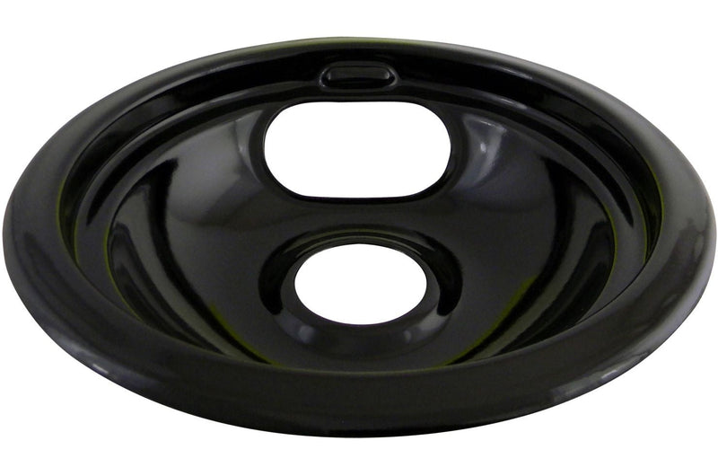 62244 Porcelain Stove Drip Pan with Trim Ring, Dishwasher Safe, Black, 8-in N6