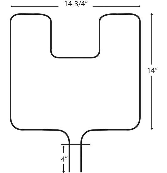 62509/2 Oven/Bake Element with Fixed 90° Connector, 2400W, 14-3/4-in x 14-in