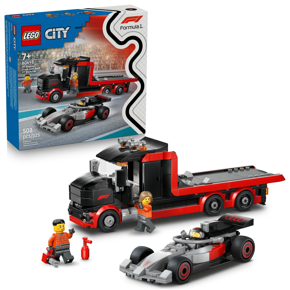 City F1 Display Truck with F1 Race Car - 60493, 508-pc, Ages 7+