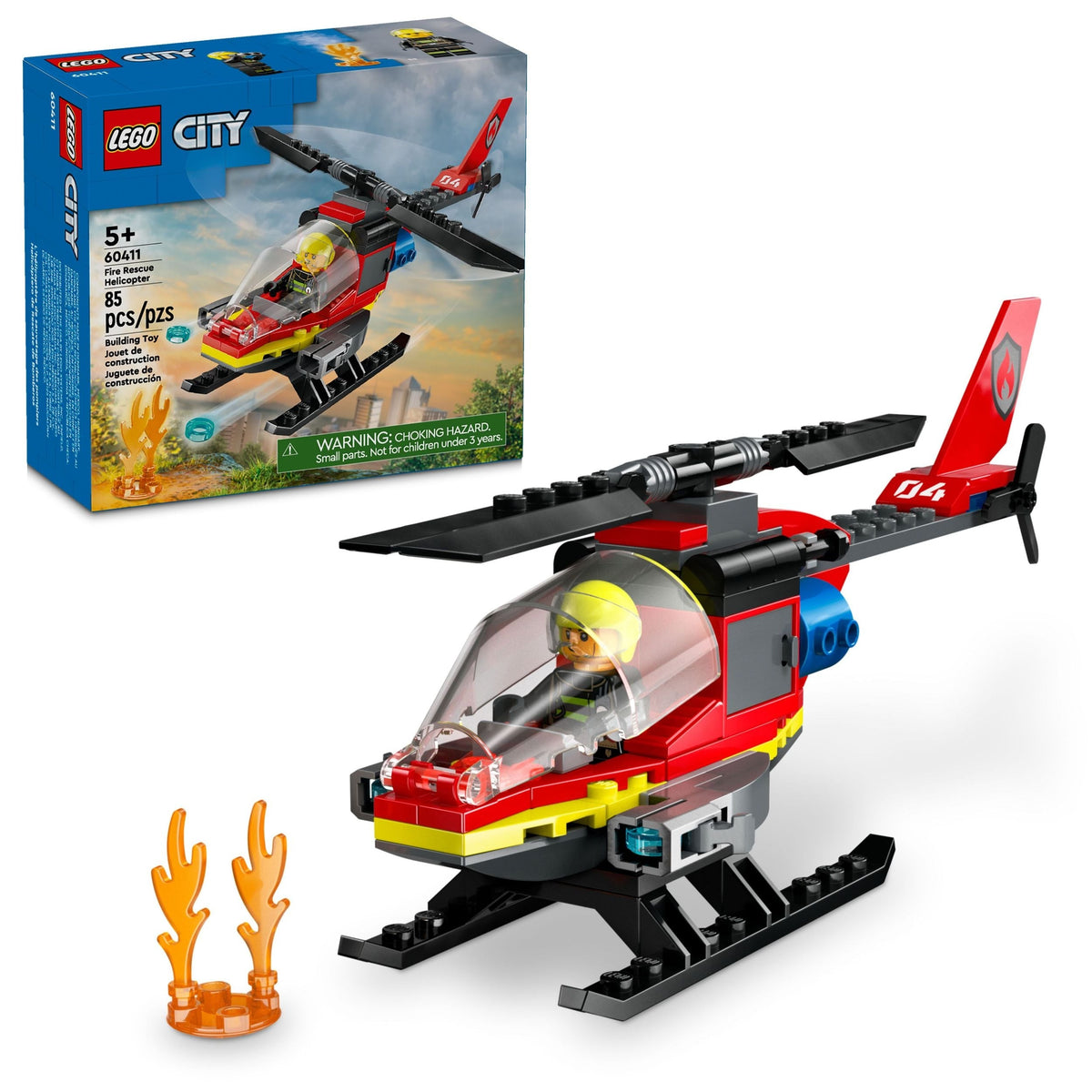 City Fire Rescue Helicopter - 60411, 85-pcs, Ages 5+