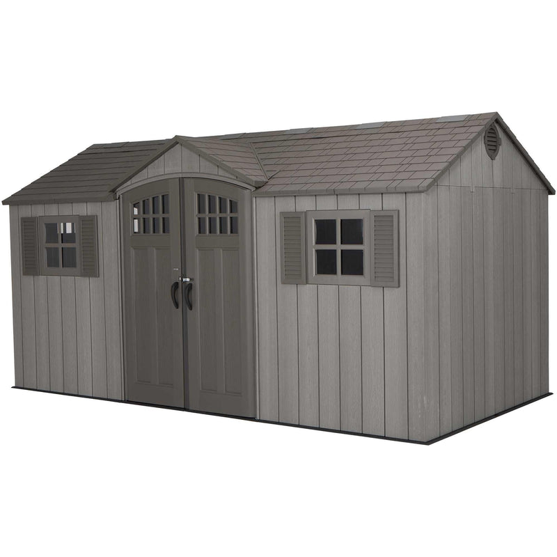Outdoor Storage Shed with Dual Side Entry, Dark Grey Roughcut, 15 x 8-ft C4