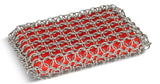 Dishwasher-Safe Cast Iron Scrubbing Pad, Red