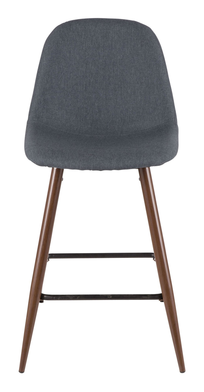 Pebble Armless Upholstered Counter/Bar Stool (2-Piece Set), Walnut/Blue Y2