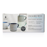Blue Strip Stackable Mugs, Assorted Colours, 4-pk
