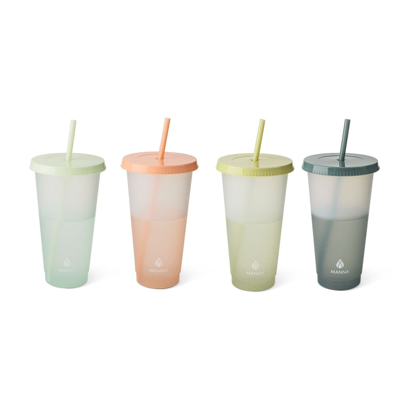 Colour Changing Glitter Plastic Tumbler with Splashproof Lid, 24-oz, 4-pk F7
