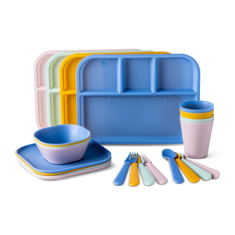 Kids' Plastic Dinnerware Set, Serves 4, 24-pc, Dishwasher Safe R3