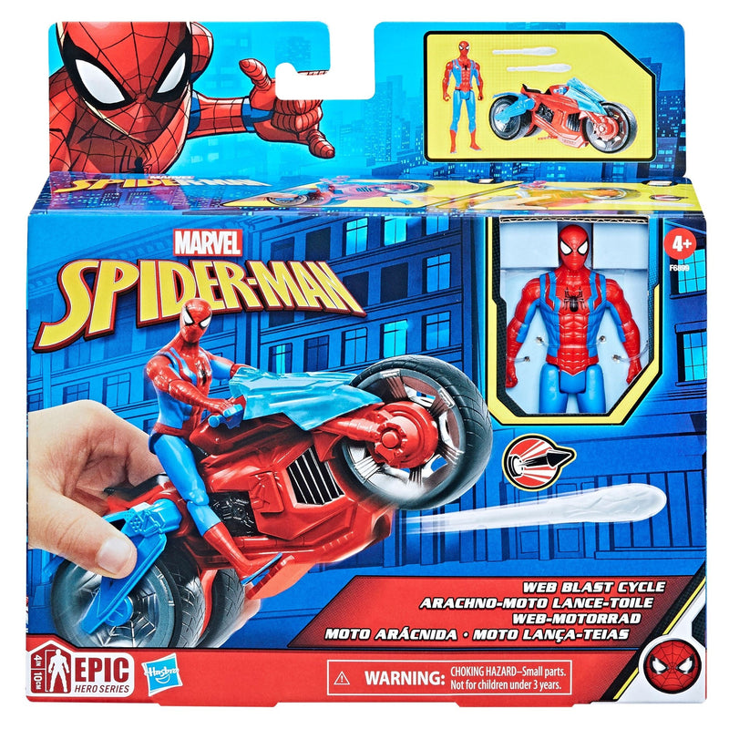 Web Blast Cycle Toy Set with 4-in Poseable Action Figure and 2 Web Projectiles L3