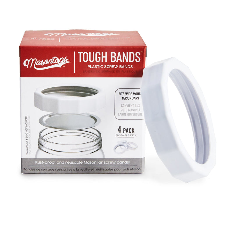 Wide Tough Screw Band for Jars, Rust-proof, 4-pk T4