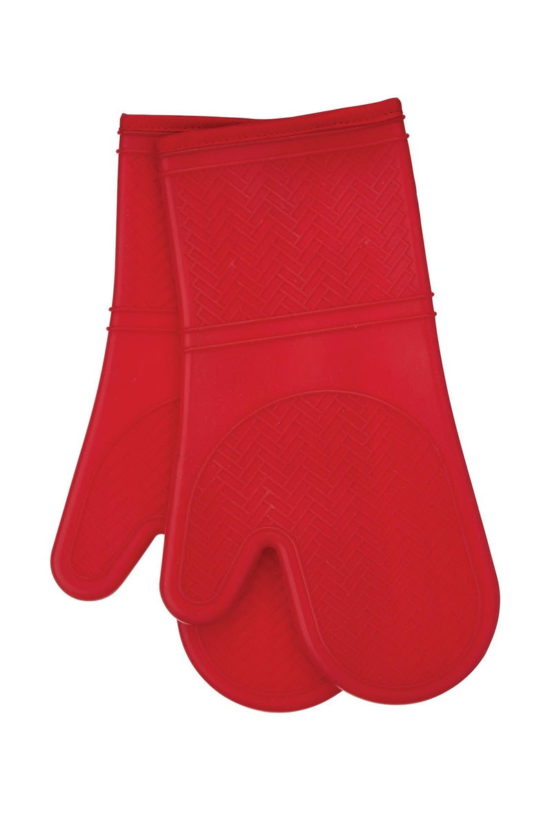 2pc Silicone Oven Mitt Set, Non-Slip Grip, Red D7