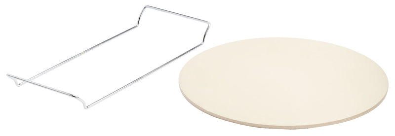 Ceramic Round Pizza Stone & Serving Rack, 15-in I2