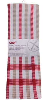 Cotton Plaid Waffle Kitchen Towels, Reusable, 22-in x 32-in, 5-pk, Assorted Colours
