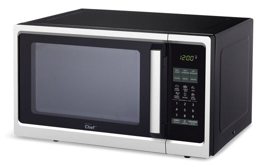 Countertop Microwave, 900 W, Black Stainless Steel, 0.9-cu-ft