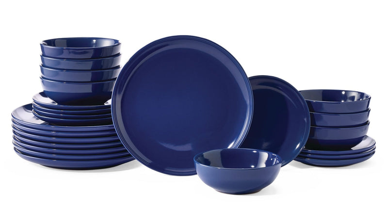 Essential Coupe Stoneware Dinnerware Set, Serves 8, 24-pc, Sodalite Blue W7