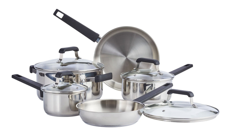 Stainless Steel Cookware Set with Glass Lids, 9-pc E5
