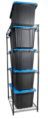 5-Tier Steel Tote Storage Rack, Black, Totes Not Included