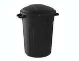 Resin Circular Outdoor Garbage Can with Lid, Black, 121-L