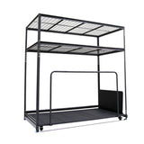 Seasonal Storage Rack with Rolling Platform Cart, Black, 65.5-in x 35.5-in x 68-in