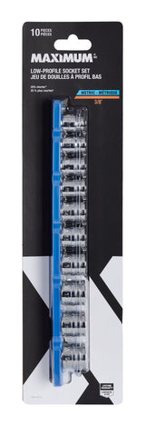 MAXIMUM 10 Piece 3/8" Drive Low Profile Socket Rail