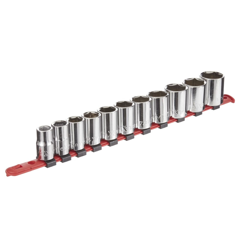 MAXIMUM 1/2-in Drive 6 Pt. Socket Set, SAE, Nickel-Chrome Plating, 11-pc
