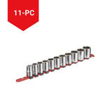 MAXIMUM 1/2-in Drive 6 Pt. Socket Set, SAE, Nickel-Chrome Plating, 11-pc