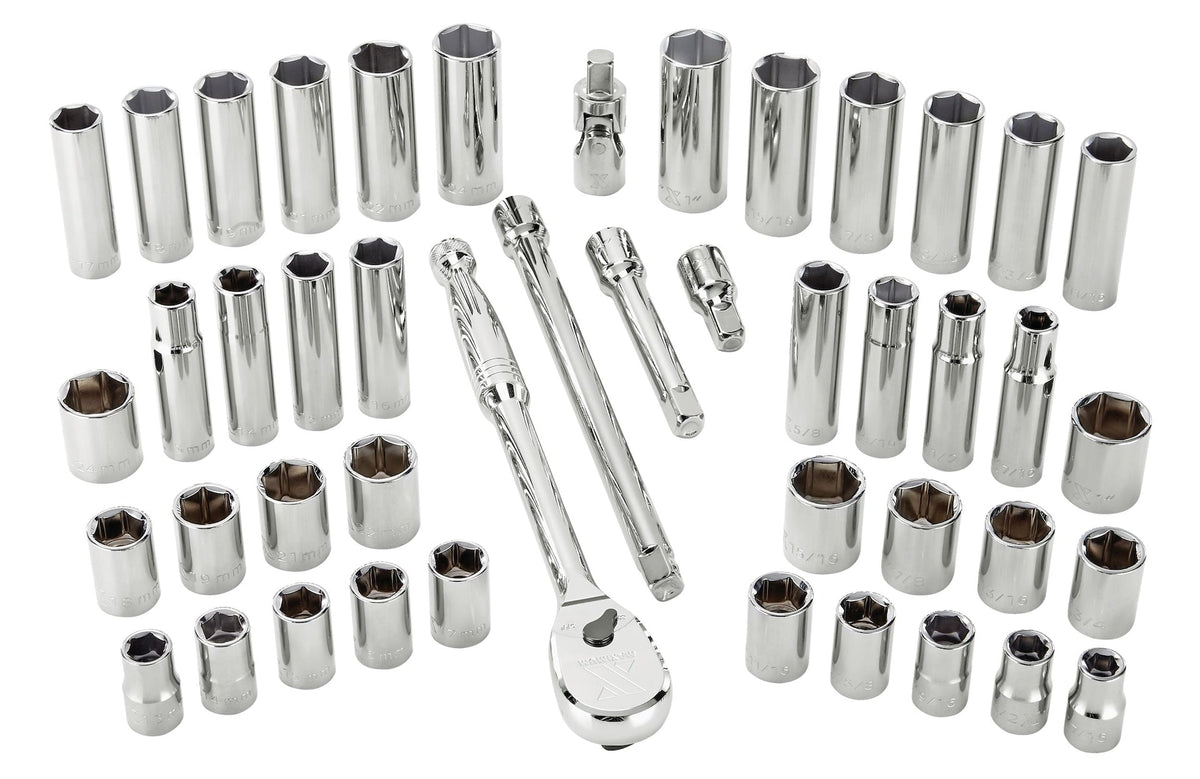 MAXIMUM 1/2-in Drive Professional Grade Socket Set, 45-pc, SAE/Metric, CRV, Nickel-Chrome Plating