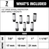 MAXIMUM 1/2-in Drive Wheel Protector Deep Impact Socket Set, 7-pc