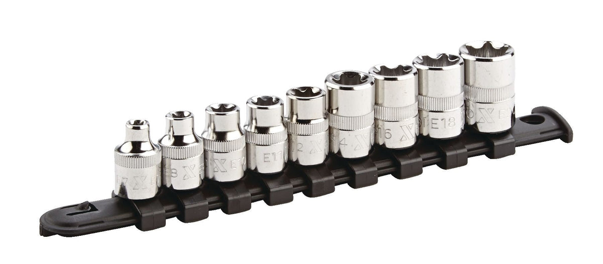 MAXIMUM E-Star-drive Bit Socket Set, Chrome-Plated, 9-pc