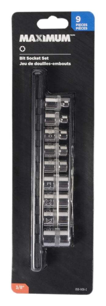 MAXIMUM E-Star-drive Bit Socket Set, Chrome-Plated, 9-pc
