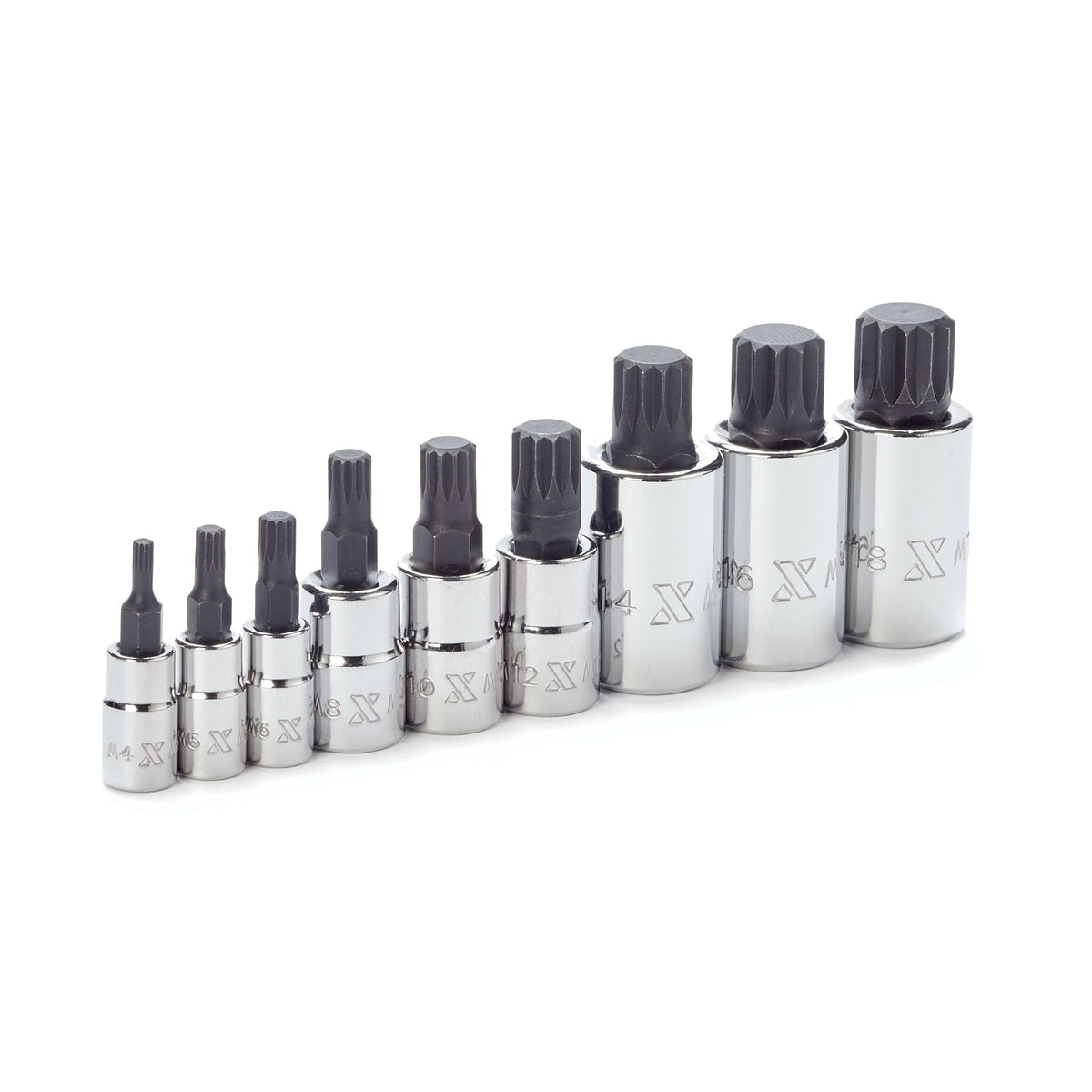 MAXIMUM Triple Square Socket Set, Polished Nickel Plating, 9-pc