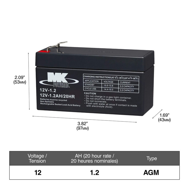 12-Volt 1.2 Ah SLA Battery, F1 Terminal X9