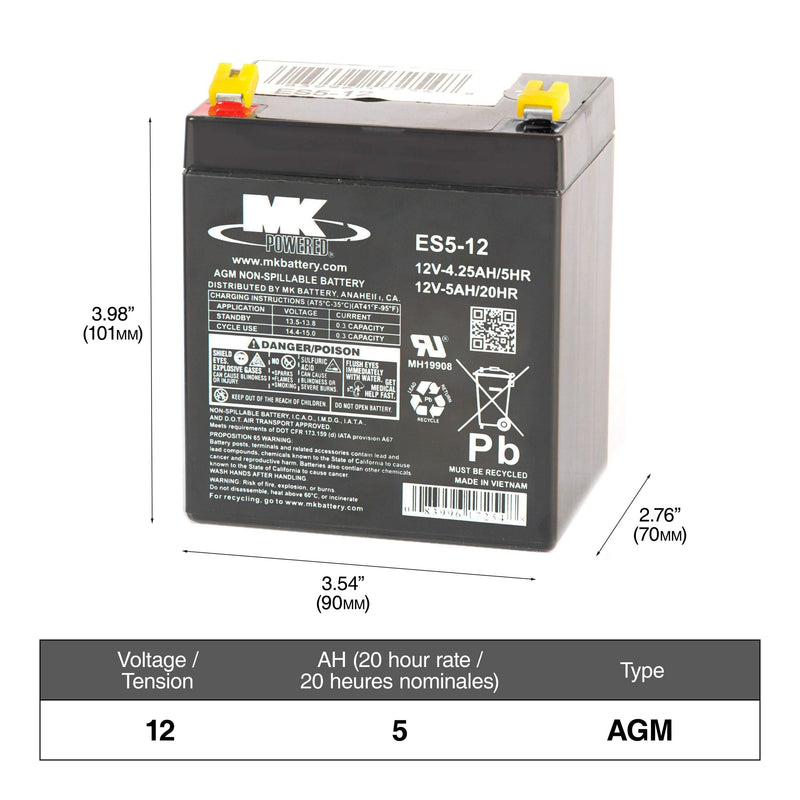 12-Volt 5 Ah SLA Battery, F2 Terminal H6