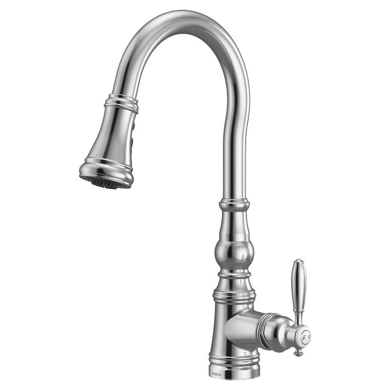 Weymouth Single Handle High Arc Pull Down Sprayer Kitchen Faucet with Power Clean, Chrome G4