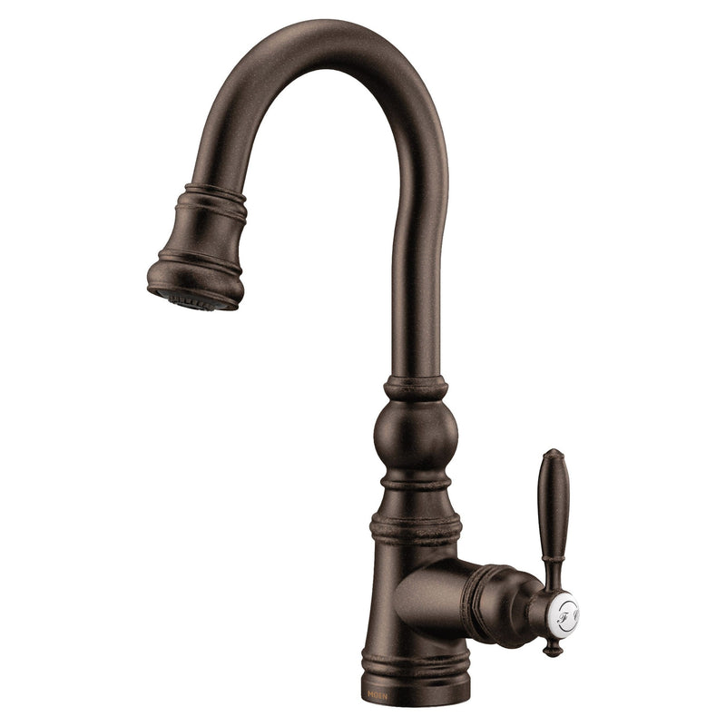 Weymouth Single Handle High Arc Pull Down Sprayer Kitchen Faucet with Power Clean, Oil Rubbed Bronze X8