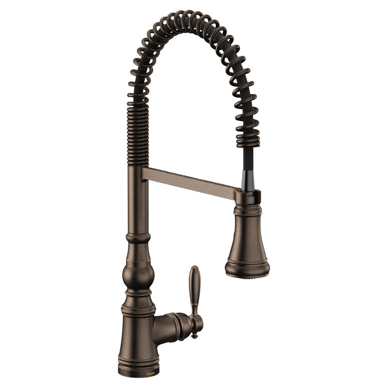 Weymouth Single Handle Pre-Rinse Spring Pull Down Sprayer Kitchen Faucet with Power Boost, Oil Rubbed Bronze F8