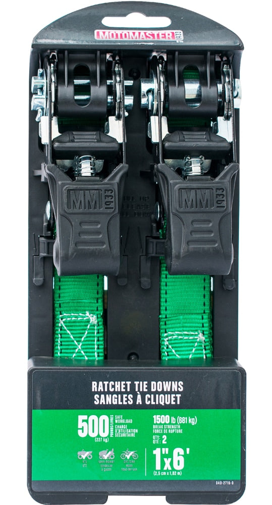 1,500-lb Padded Ratchet Tie Down Straps, Weatherproof, 1-in x 6-ft, 2-pk