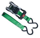 1,500-lb Ratchet Tie Down, with Padded D-Handle, 1-in x 14-ft, 4-pk, Green