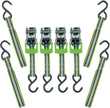 1,500-lb Reflective Ratchet Tie Down Strap, with Padded D-Handle, 1-in x 12-ft, 4-pk, Green