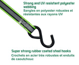 1,500-lb Reflective Ratchet Tie Down Strap, with Padded D-Handle, 1-in x 12-ft, 4-pk, Green