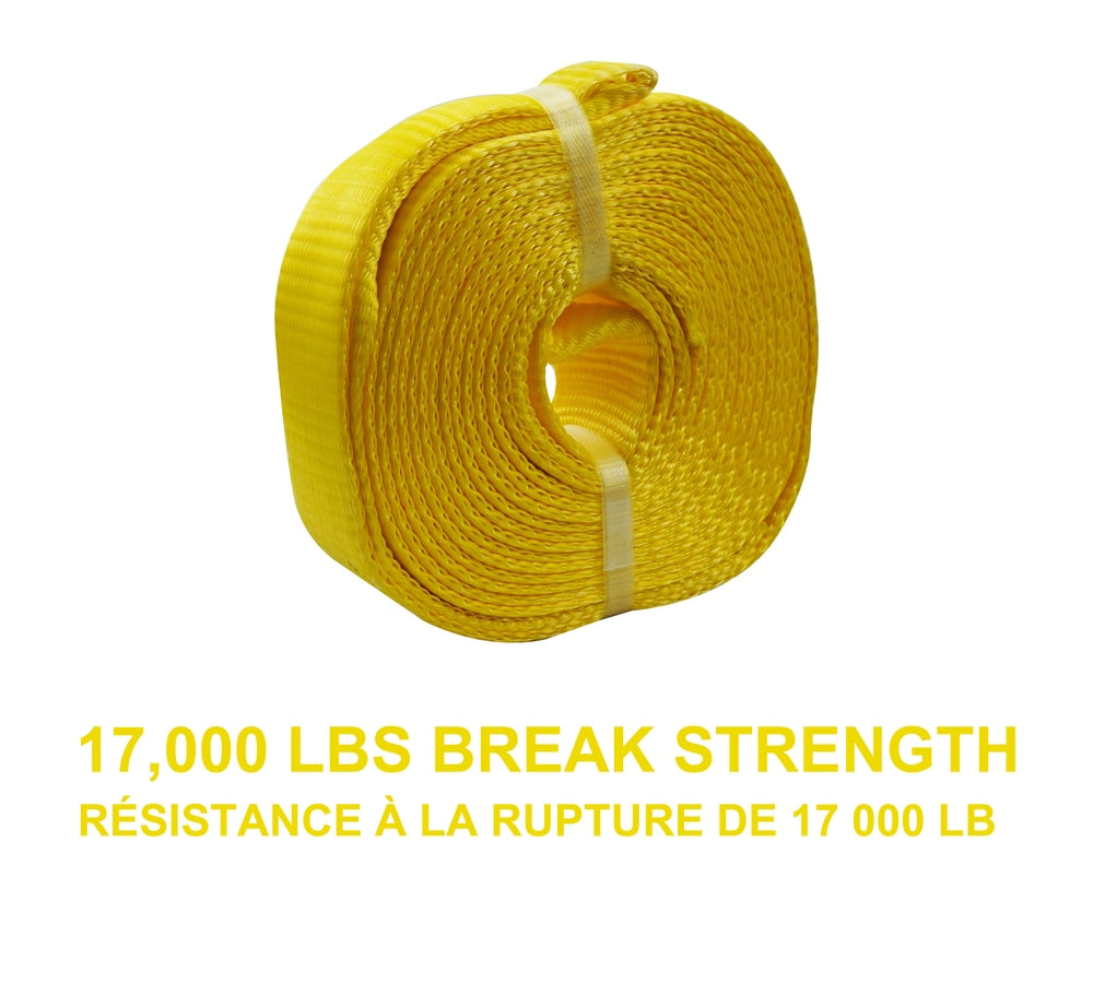 17,000-lb Tow Strap, with Reinforced Eyes, 2-in x 20-ft