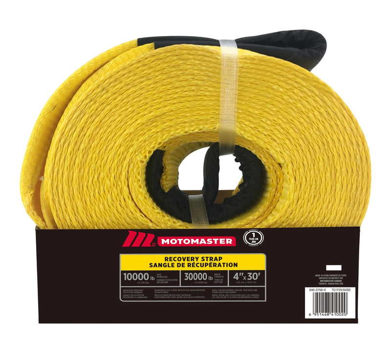 30,000-lb Recovery Strap with Loop Ends, Commercial Grade, 4-in x 30-ft X9
