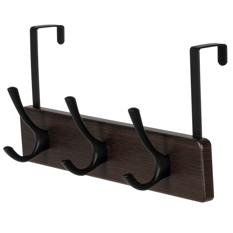 13.3" Traditional Wall 3 Hook Rack, Brown E1