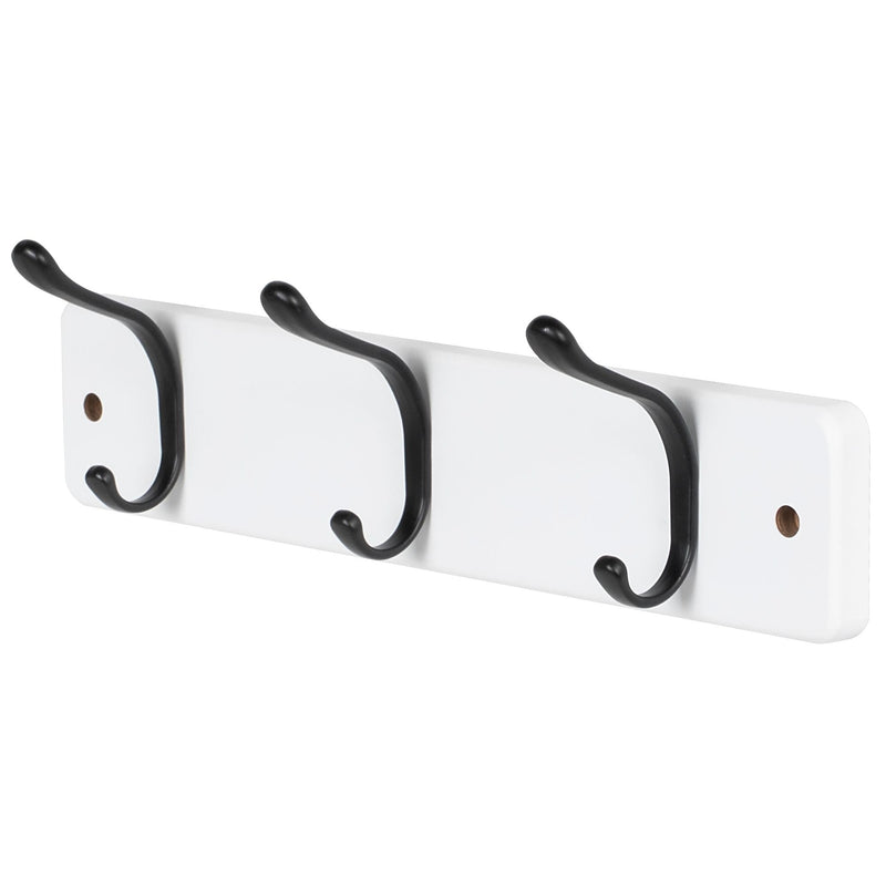 13.6" Modern Wall 3 Hook Rack, White U1
