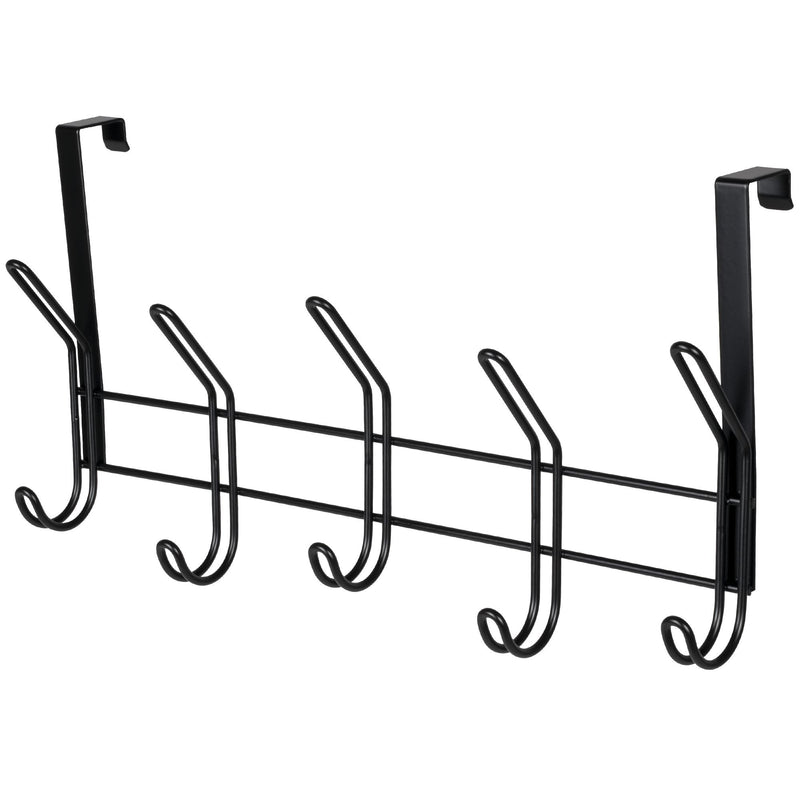 19" Over The Door Double Metal 5 Hook, Black F6