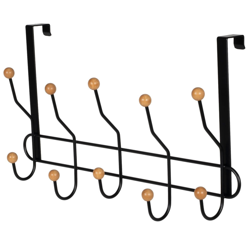 19" Over The Door Metal 5 Hook, Black D6
