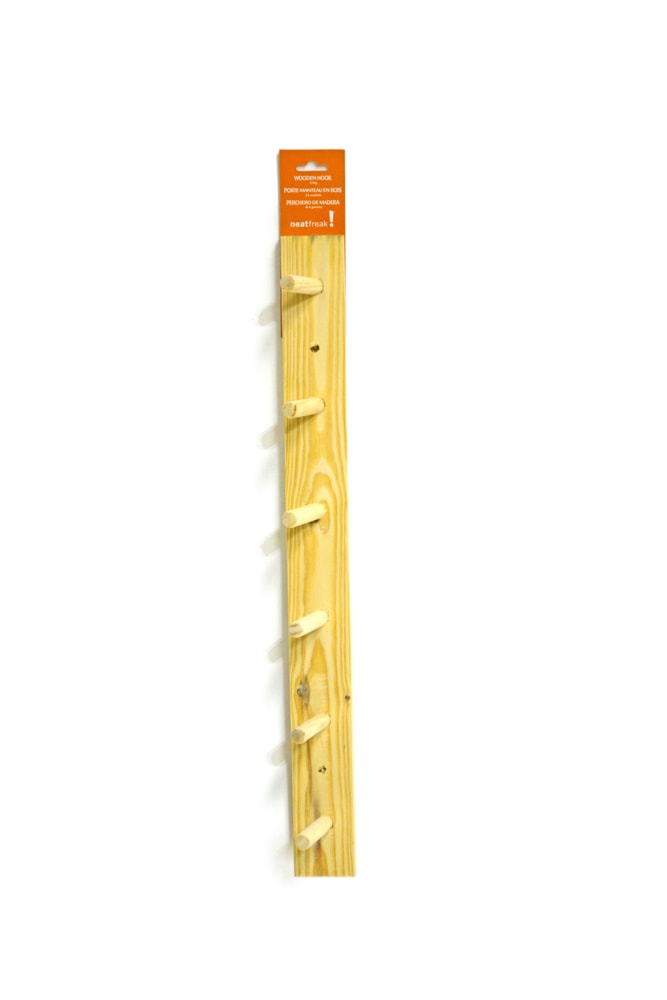 Wooden 6-Peg Hook, Natural, 24-in L2