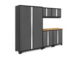 Bold 3.0 Series 24-Gauge Steel Garage Cabinetry Set with Bamboo Top, Partial Assembly, 96-in x 18-in x 72-in, 6-pc