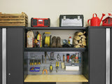 Bold Series Lockable 24-Gauge Steel Garage Cabinetry Set with Bamboo Top, Black/Grey, 48-in x 18-in x 76.75-in, 5-pc